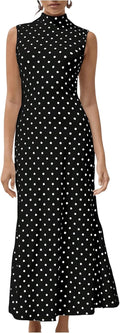 Milumia Polka Dots Maxi Tank Dress - Vintage Bodycon Fishtail