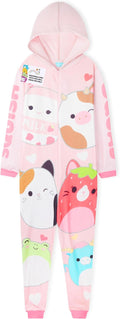 Squishmallows One-Piece Pajamas for Girls Ages 5-14 - Plush Fleece PJs