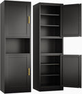 Tall Narrow Storage Cabinet 66.93 in H Black - Slim Metal Pantry