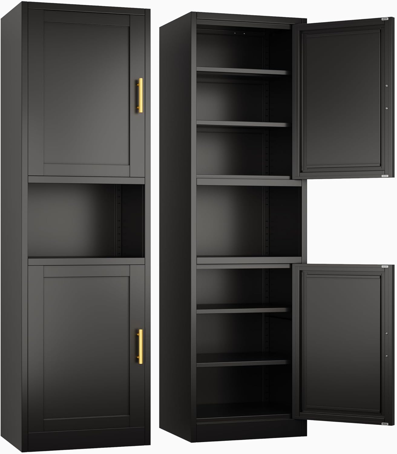 Tall Narrow Storage Cabinet with Adjustable Shelves for Home