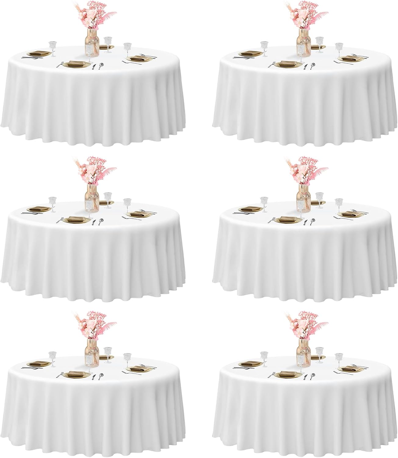 EMART Round Tablecloth White 108 inch for Weddings and Events