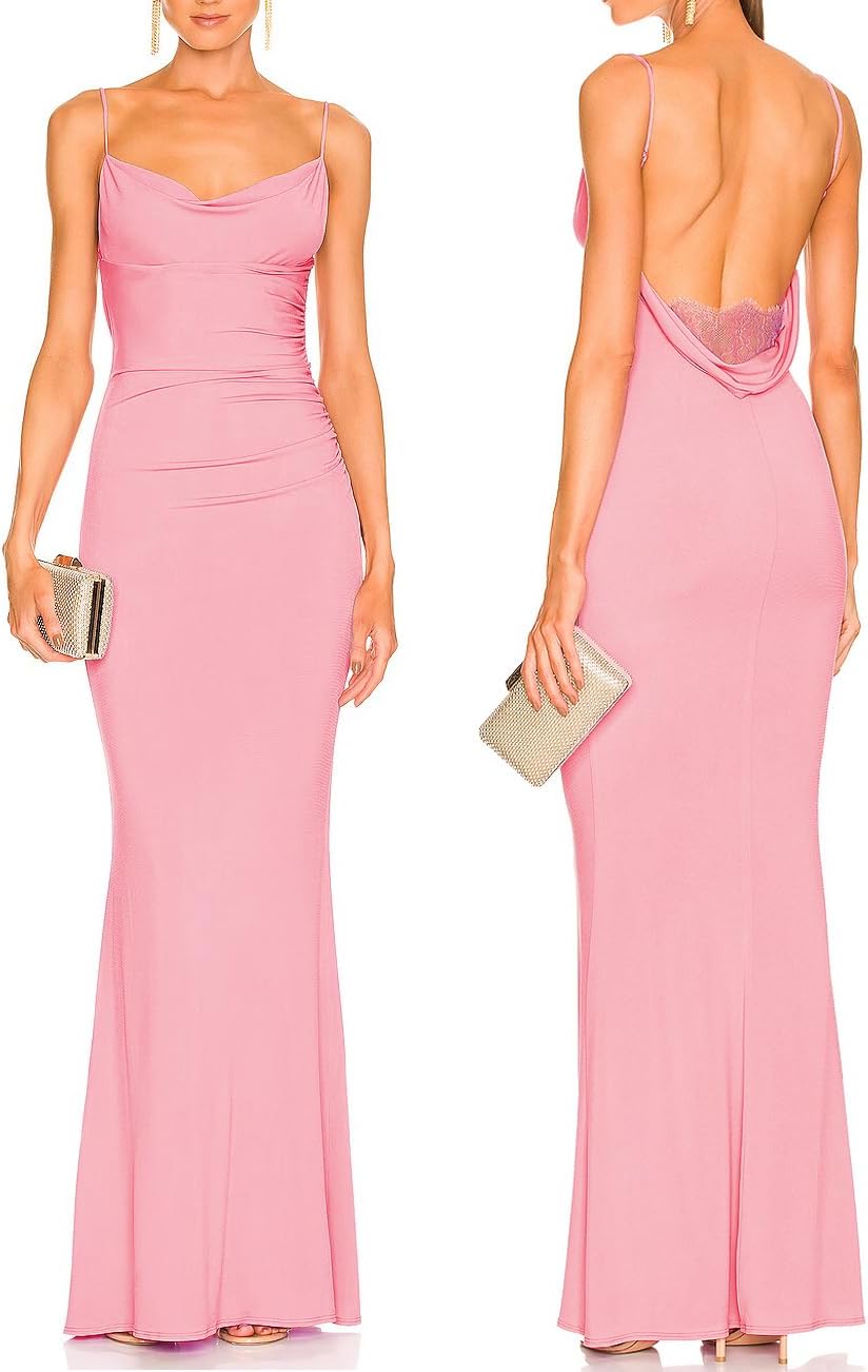 Capuffy Women Drape Neck Formal Maxi Dress for Elegant Occasions