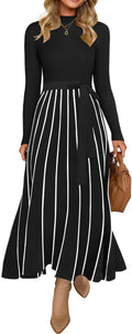 ZESICA Womens Turtleneck Long Sleeve Sweater Dress - Casual Midi