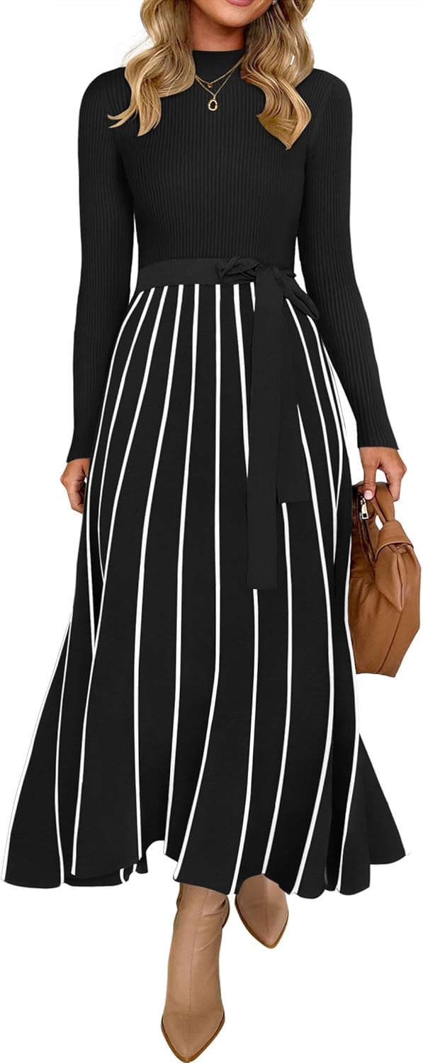 ZESICA Womens Turtleneck Long Sleeve Sweater Dress for Fall