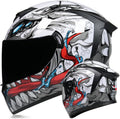 Unisex Full Face Motorcycle Helmet with Retro Graphics - Slim