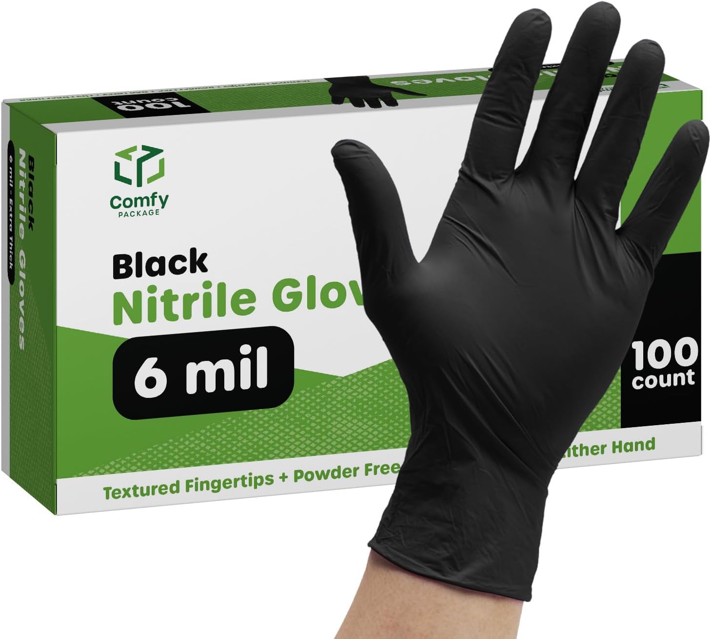 6 Mil. Chemical Resistant Black Nitrile Gloves