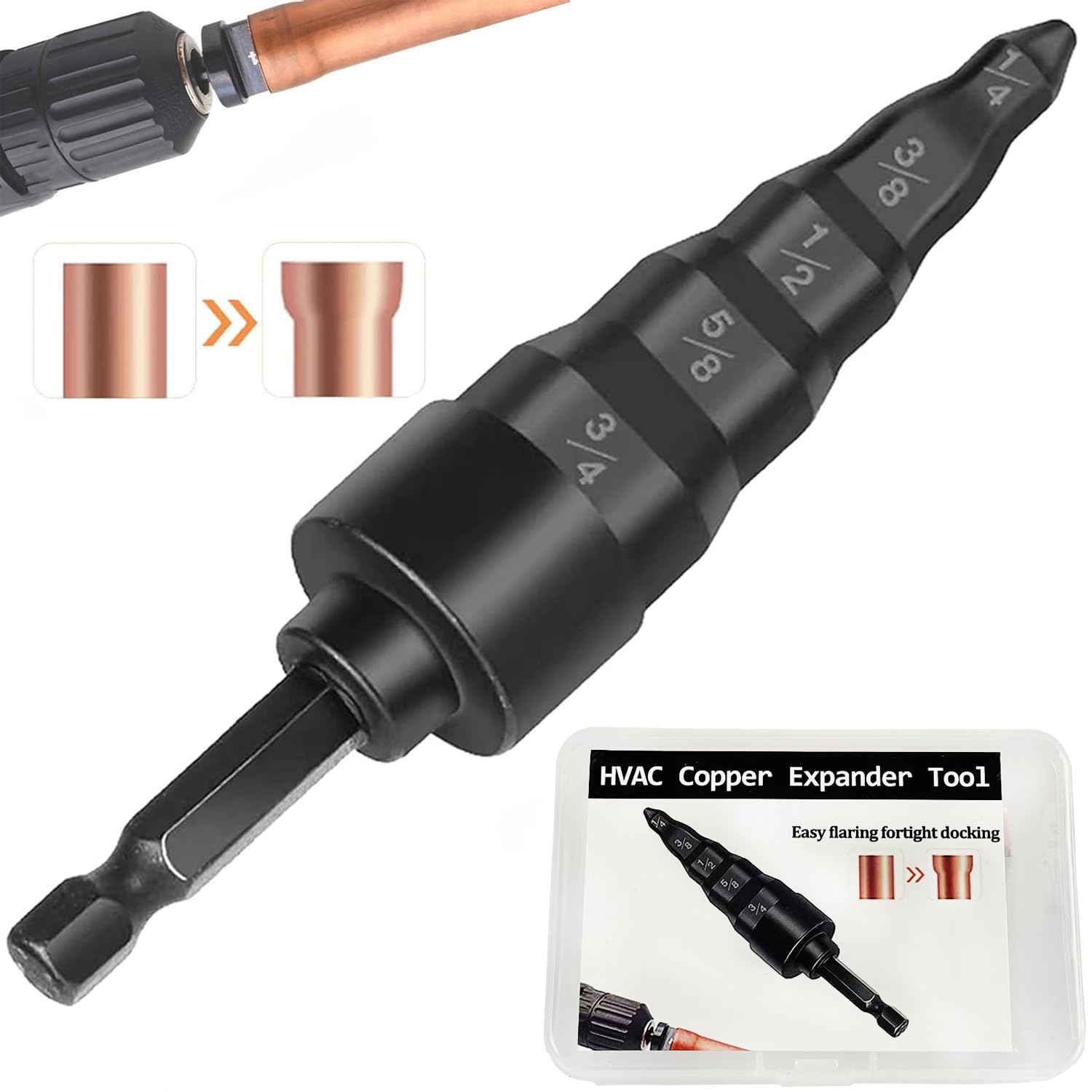 5-in-1 HVAC Swaging Drill Set - Precision Copper Pipe Expander