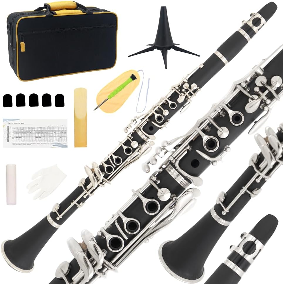 Bb Clarinet for Beginners with Hard Case and Cleaning Kit