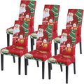 SearchI Christmas Dining Room Chair Covers Set of 6 - Stretchy Holiday