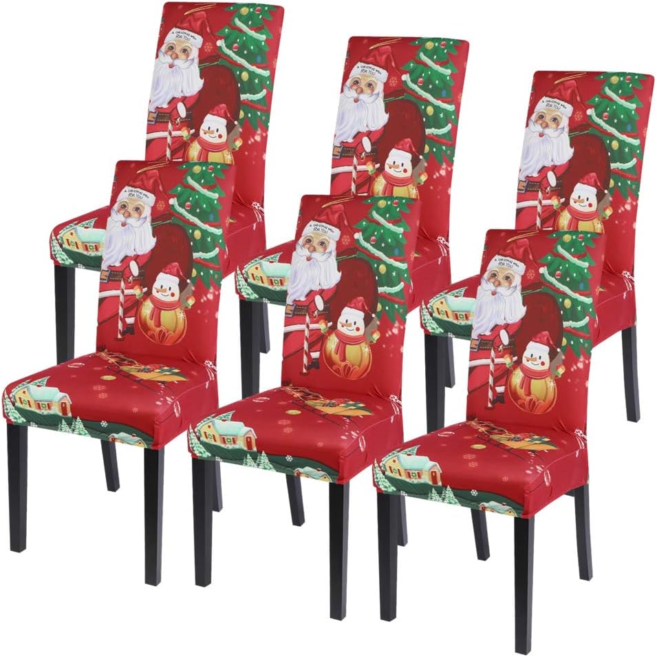 SearchI Christmas Dining Room Chair Covers Set of 6 for Holiday Decor