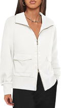 Zip up Sweatshirt Collared Neck Lightweight Jacket - Casual Layer Made