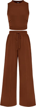 BTFBM Women Summer 2 Piece Outfits - Comfortable Ribbed Knit Set