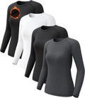 4 Pack Women's Long Sleeve Compression Shirts - Thermal Base Layers