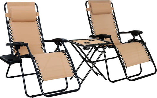 Zero Gravity Recliners with Side Table - Ultimate Outdoor Comfort