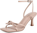 Kitten Heels with Bow Strappy Heels for Women - Square Open Toe