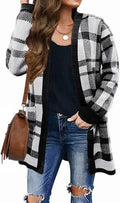 Long Sleeves Open Front Leopard Print Knitted Cardigan - Cozy Fall