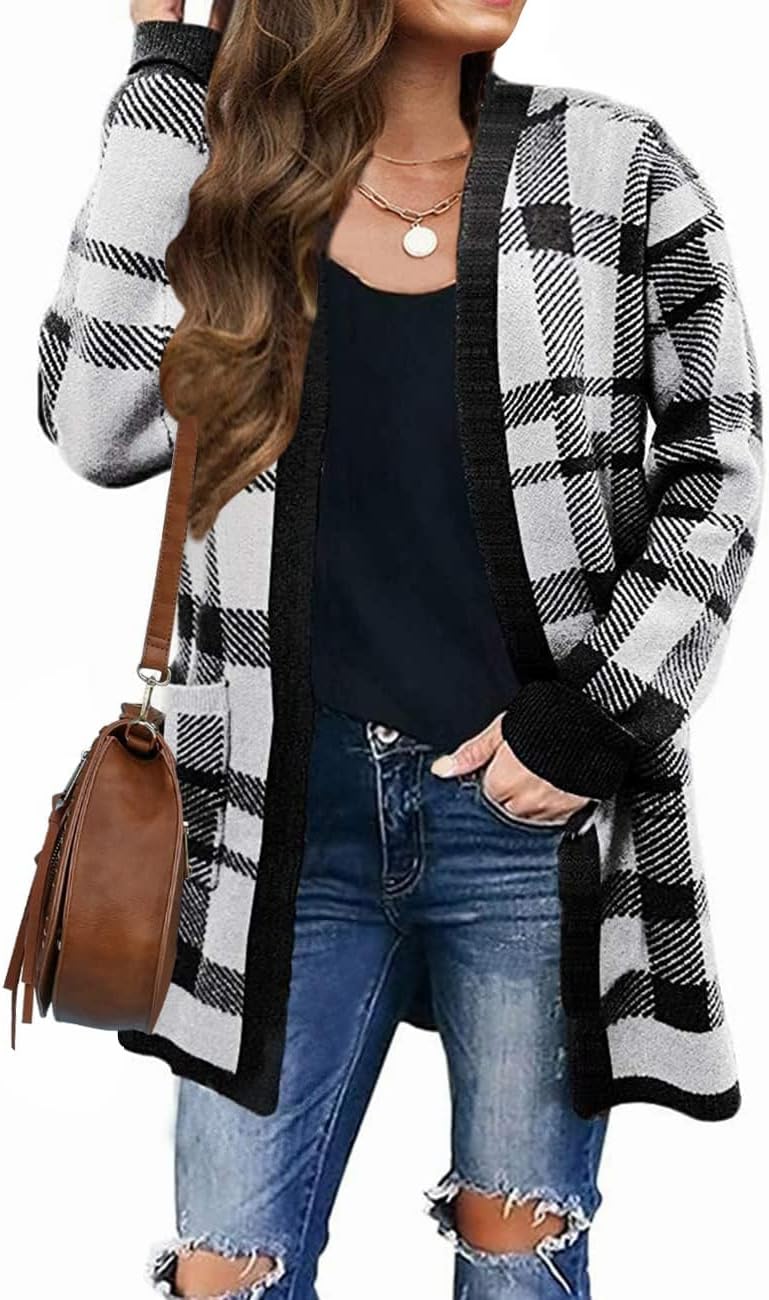 ZESICA Women's Leopard Print Cardigan for Fall and Winter Wear