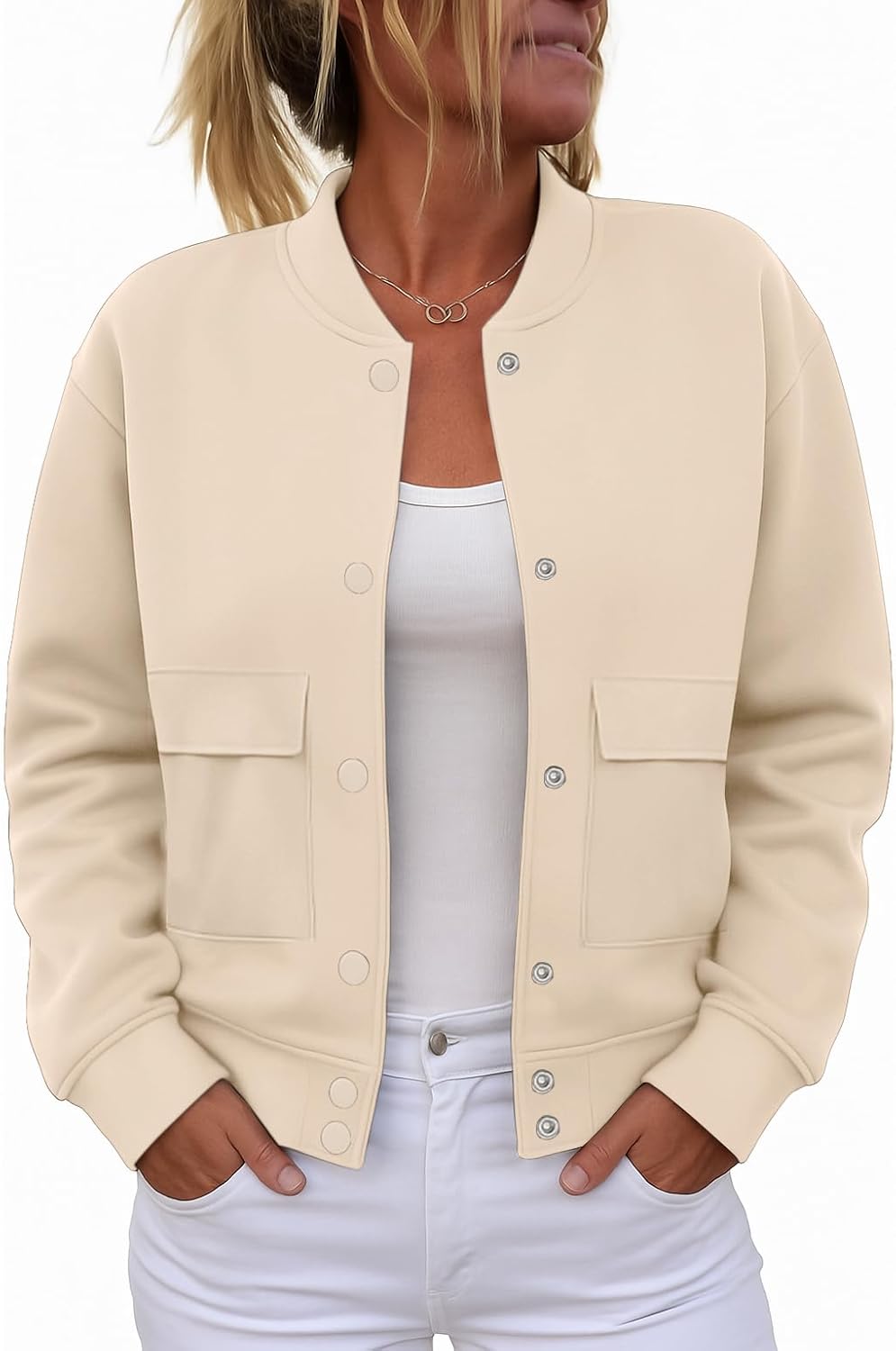 Trendy Womens Bomber Jackets with Flap Pockets for All Occasions