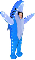 Kids Inflatable Shark Costume with LED Lights - Lighted Blow Up Shark