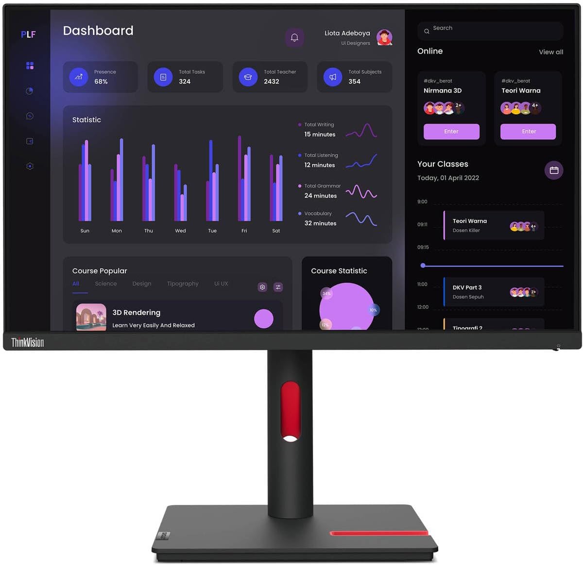 Lenovo ThinkVision T24i-30: Crisp Full HD Display