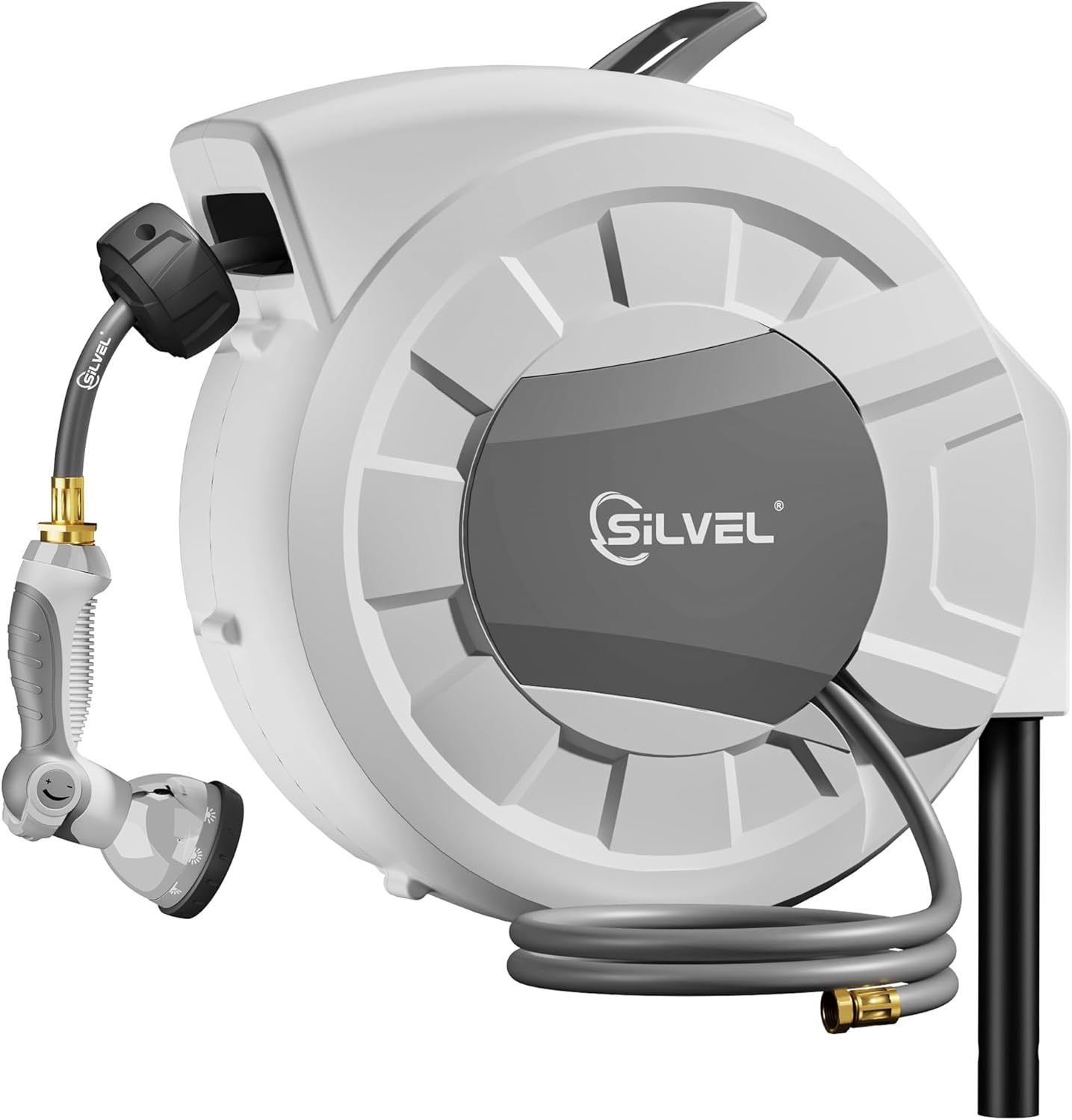 SILVEL Automatic Retractable Garden Hose Reel with 10 Patterns