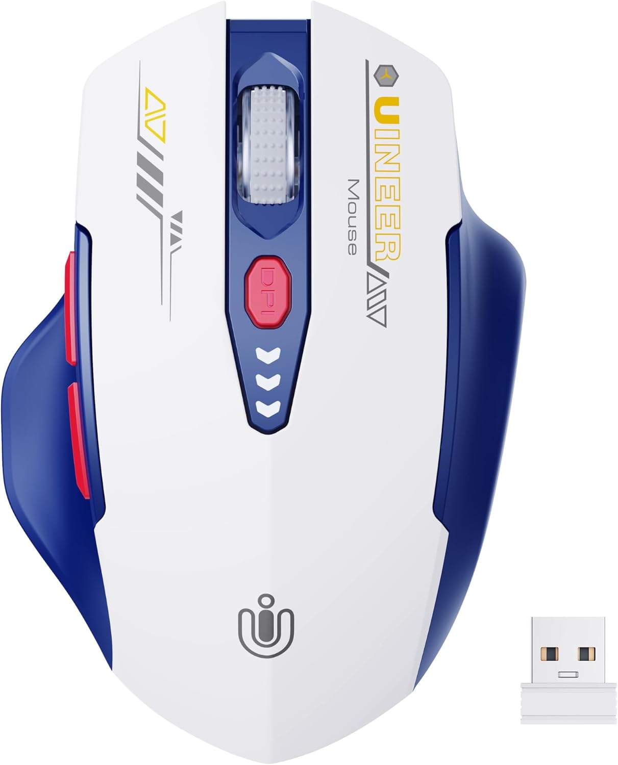 Uineer Wireless Mouse: Visible Battery Display, Rechargeable, 4 DPI Levels