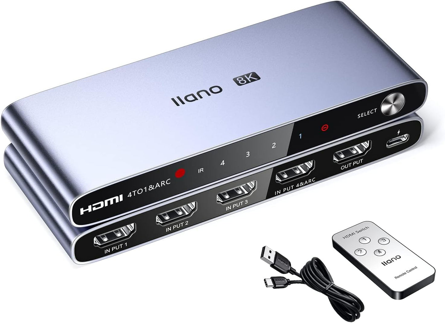 llano HDMI 2.1 Switcher 4K@120Hz 8K@60Hz with Remote Control