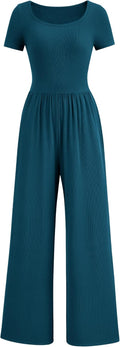Women's Square Neck Wide Leg Jumpsuit Romper - Dressy Casual Fit