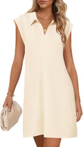 MEROKEETY Women's Casual Collared V Neck Mini Dress for Summer