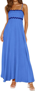 Womens Spaghetti Strap Maxi Dress 2025 - Smocked Boho A-Line Sundress