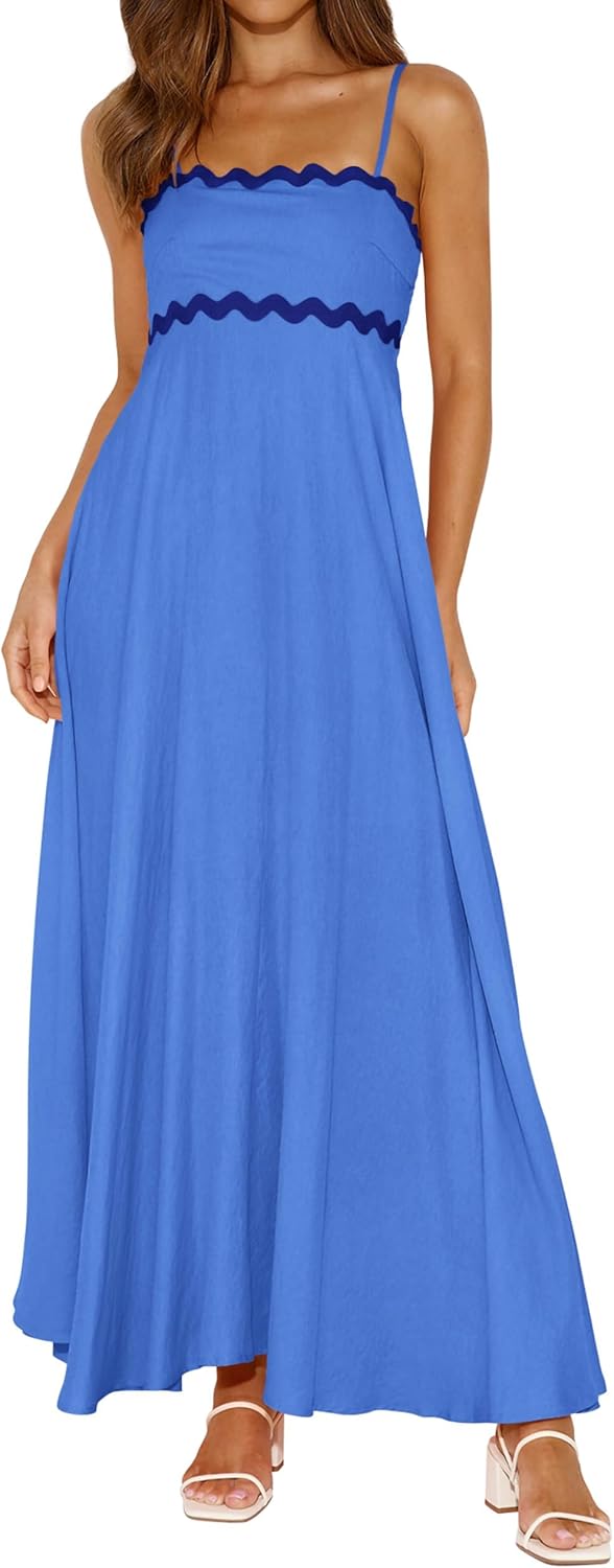 PRETTYGARDEN Womens Spaghetti Strap Maxi Dress for Summer Fun
