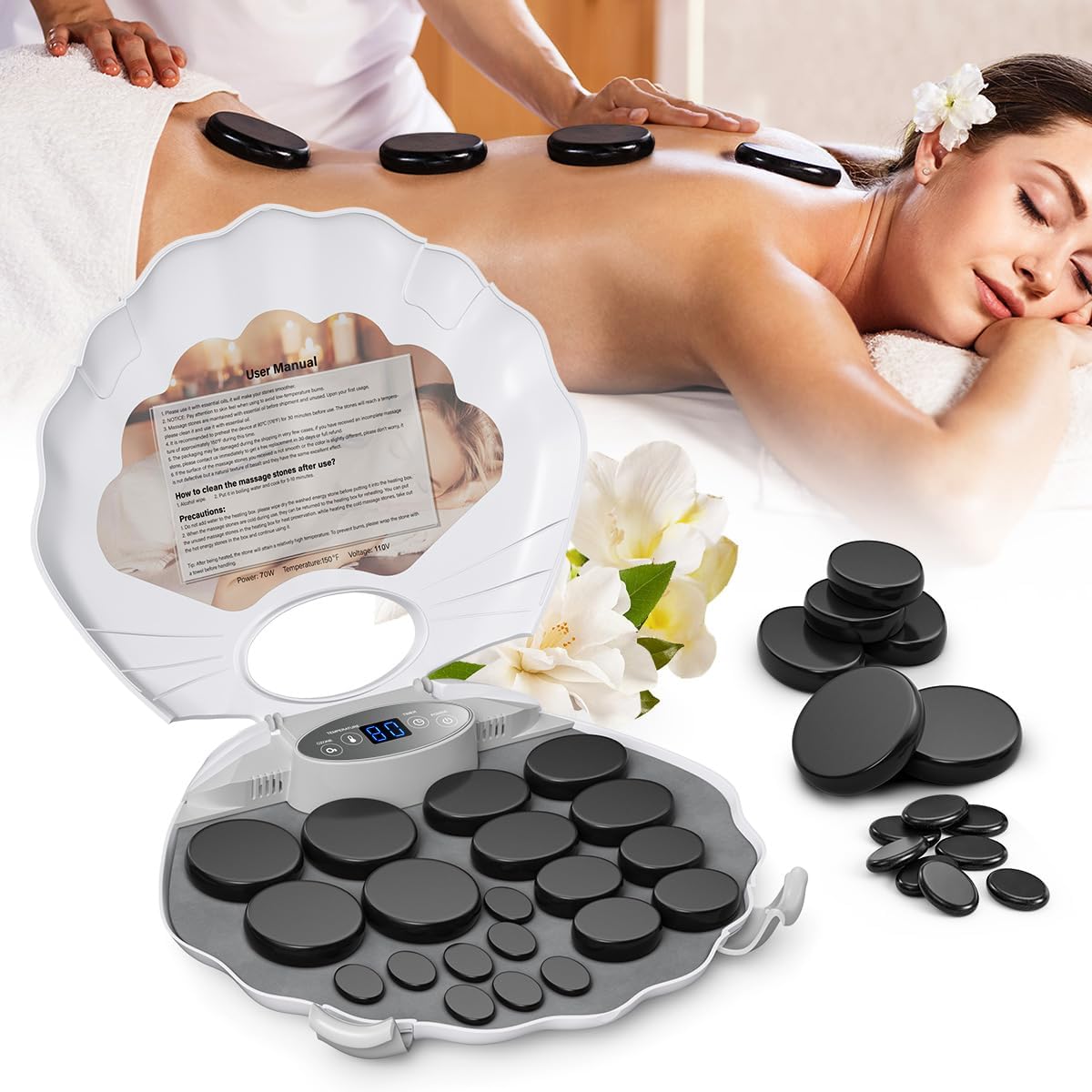 Hot Stones Massage Set for Relaxation and Pain Relief Therapy