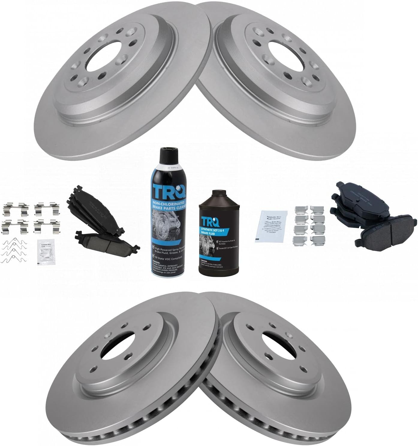 TRQ Posi Ceramic Brake Pad & Coated Rotor Kit for Ford Vehicles