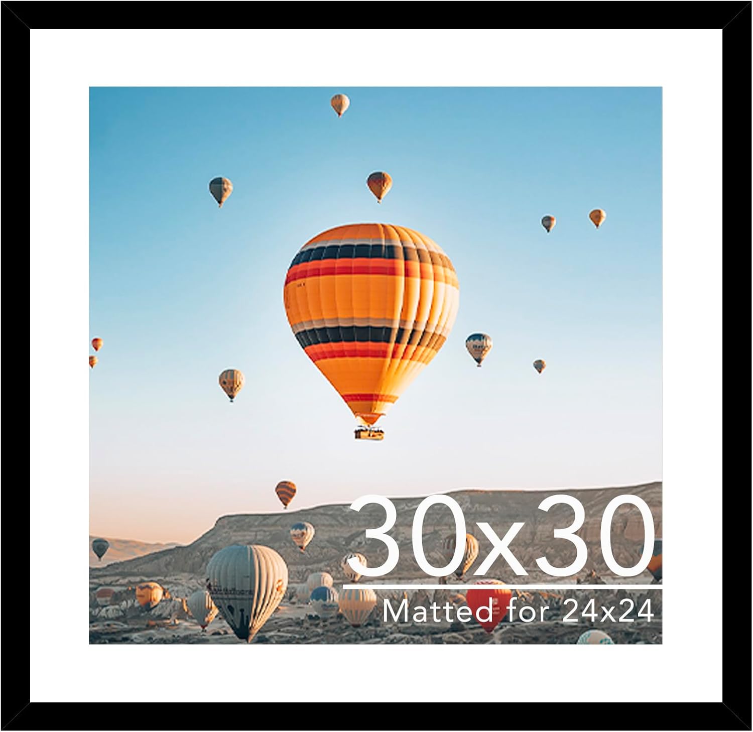 30x30 Picture Frame Black with Mat for Stylish Home Decor