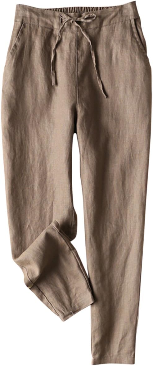 IXIMO Women's Tapered Pants: Comfortable Linen Drawstring Style