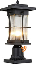 Dusk to Dawn Outdoor Post Light Fixture - Seeded Glass Lantern