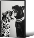 Vintage Animal Leopard Aesthetic Canvas Wall Art 16x24 in - Black