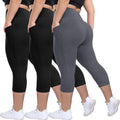 Plus Size Leggings with Pockets 3 Pack - High Waisted (Style 3DR9)