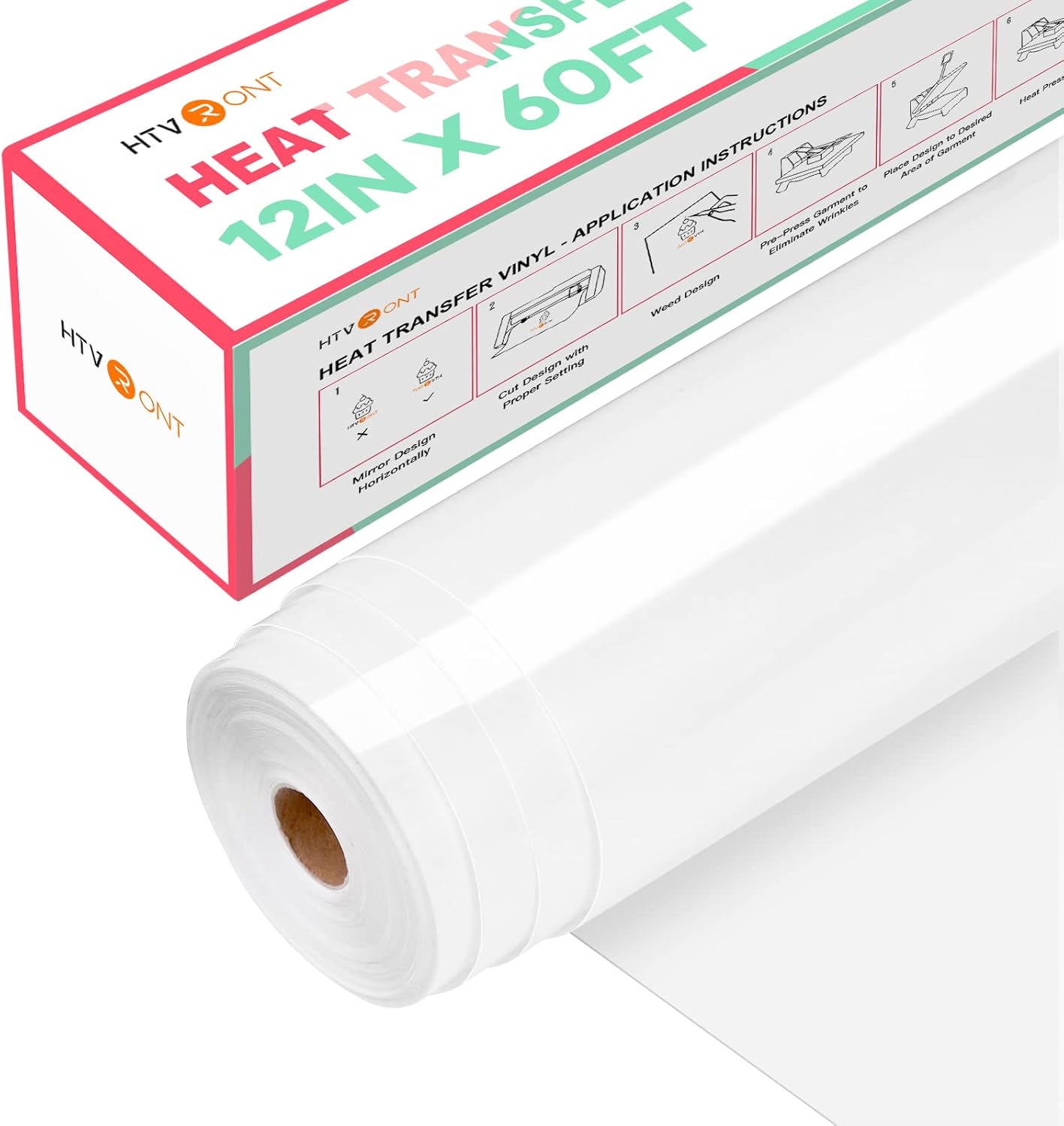 HTVRONT Heat Transfer Vinyl White Iron on Vinyl for Easy Designs