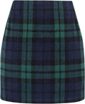 Womens High Waist Plaid Skirt Bodycon Pencil Wool Mini (Style 21R2)