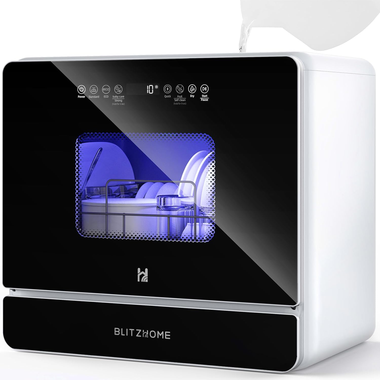 BLITZHOME Countertop Portable Mini Dishwasher with 9 Programs