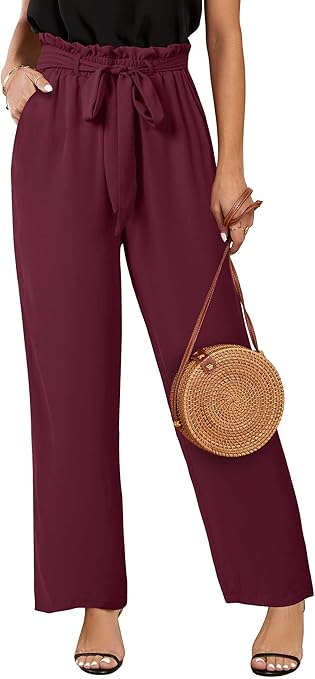 High Waisted Leopard Print Palazzo Pants with Pockets for Women
