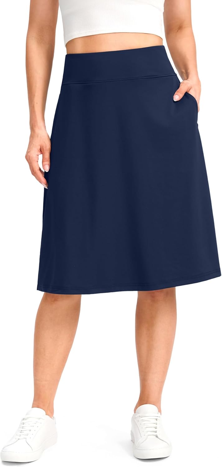 Viodia 25 Inch Knee Length Long Skorts for Women with Pockets