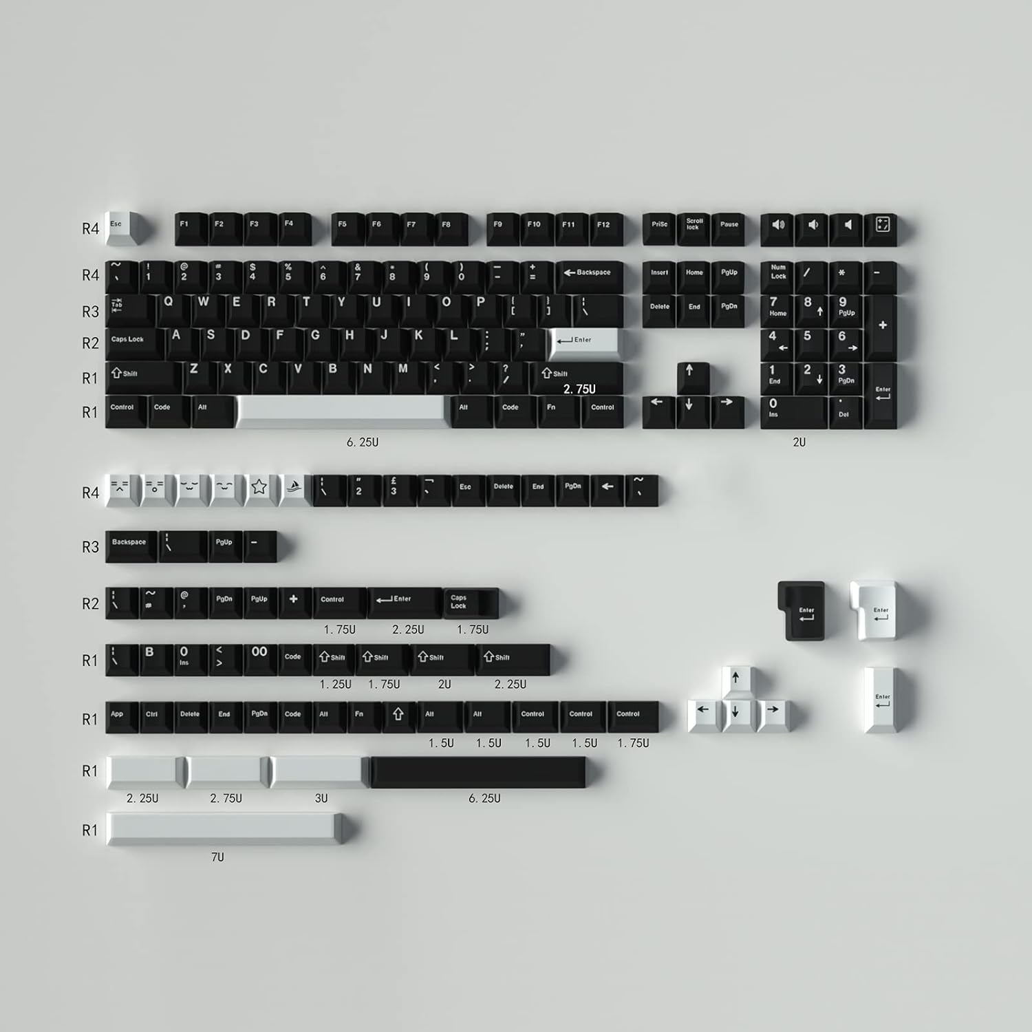 WOB Keycaps Set for Mechanical Keyboards with Cherry Profile