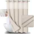 Luxury Linen Textured Shower Curtain Set with Snap-in Liner
