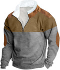 DOLKFU Men's 1/4 Zipper Stand Collar Sherpa Lined Fleece Hoodie - Warm