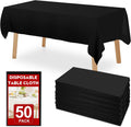 Black Disposable Plastic Tablecloths 50 Pack 54 x 108 in - Easy