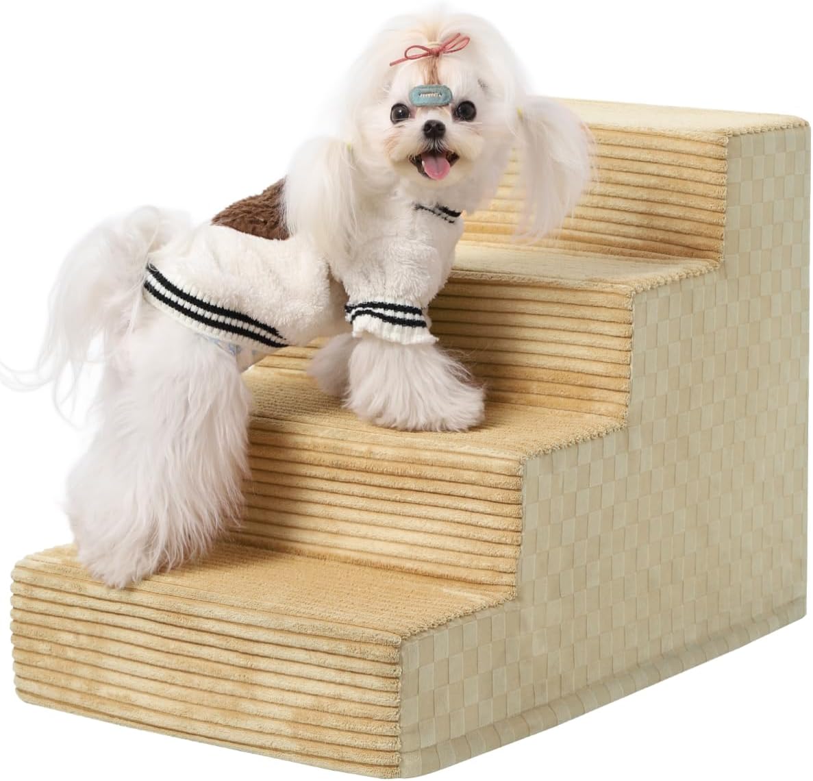 Dog Stairs for Small Dogs - 4-Step Foam Pet Steps for Couch