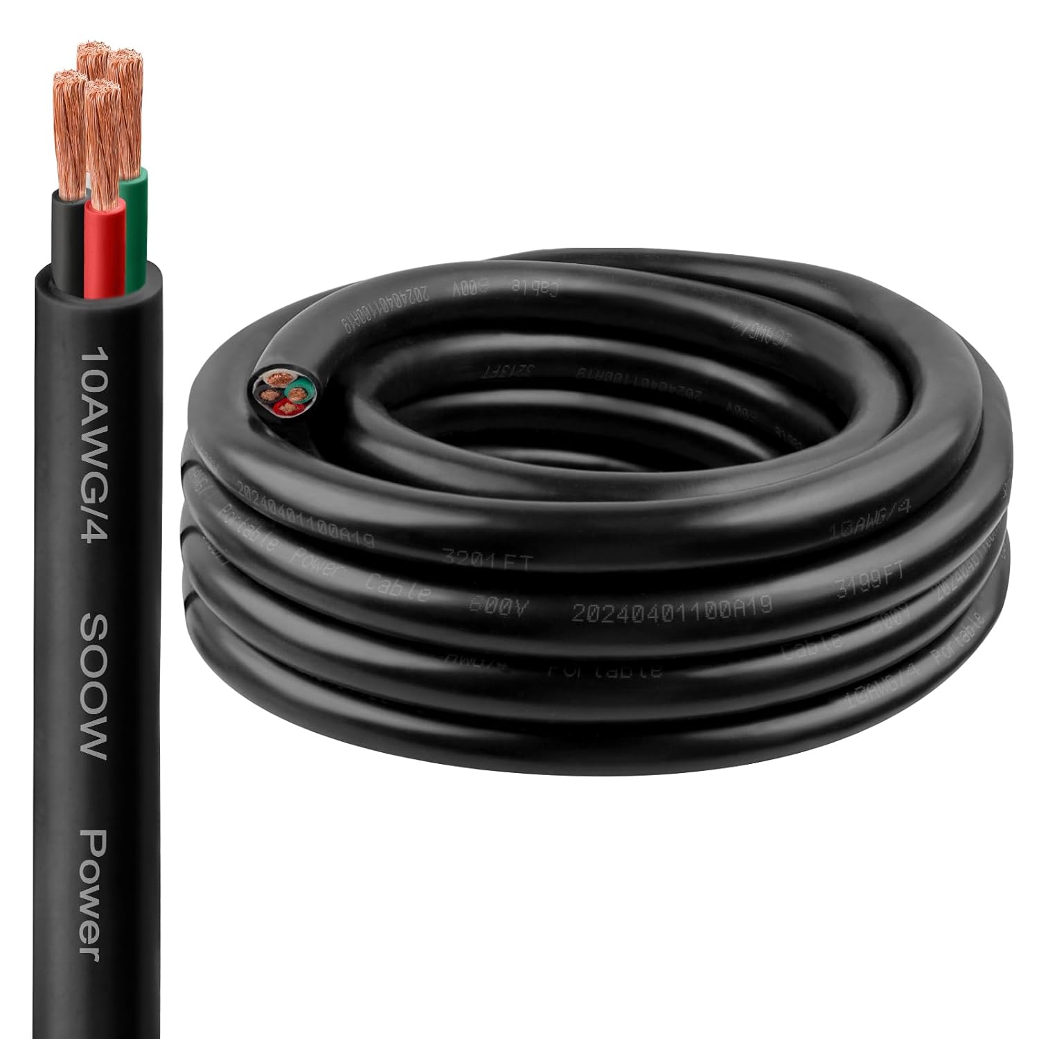 10/4 SOOW Wire 10FT - Durable 10 AWG 600V Power Cable