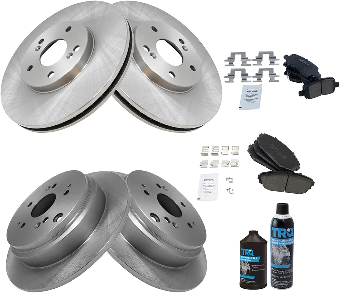 TRQ Front and Rear Brake Pad & Rotor Kit for Honda Odyssey